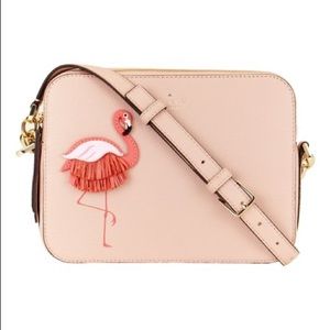 Kate Spade Pink Flamingo By the Pool Leather Crossbody Bag